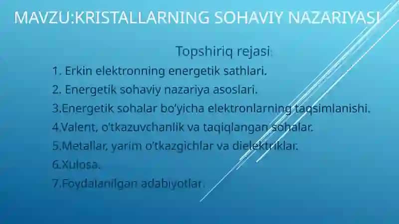 KRISTALLARNING SOHAVIY NAZARIYASI 2