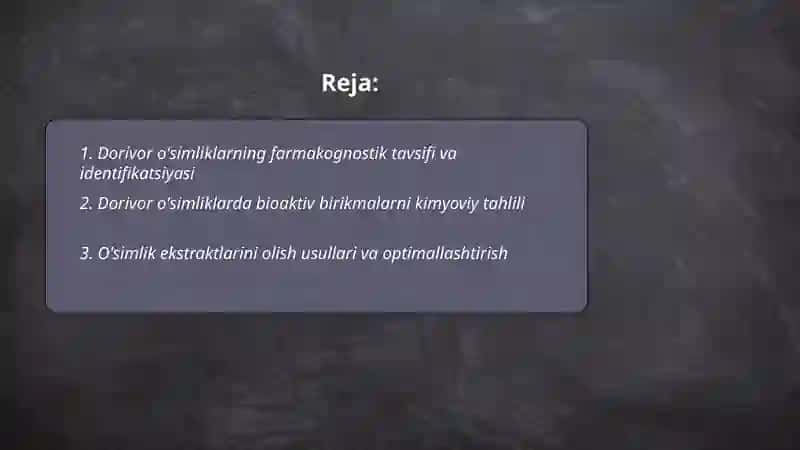 Dorivor o'simliklarning farmakognostik tavsifi va identifikatsiyasi 2