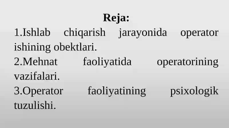 Operator faoliyatining psixologik tuzilishi 2