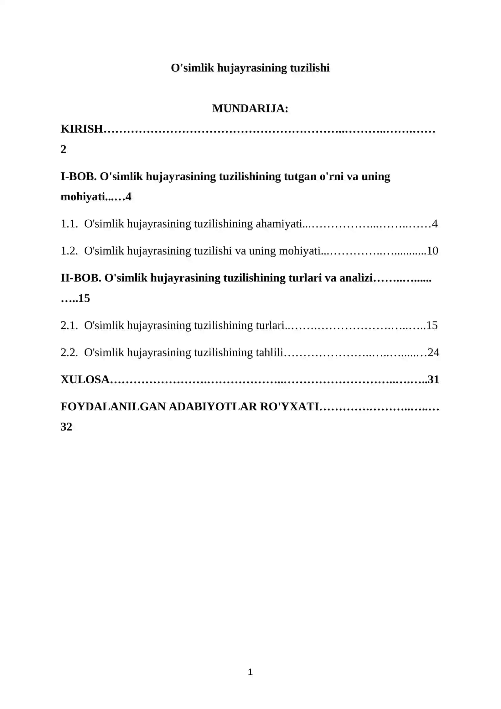 O'simlik hujayrasining tuzilishi 2