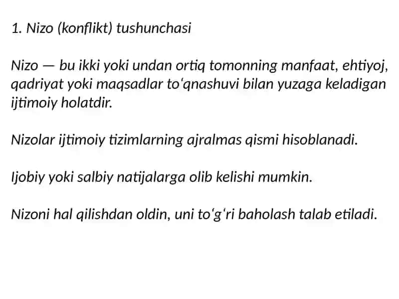 Nizolarni baholash metodlari 2