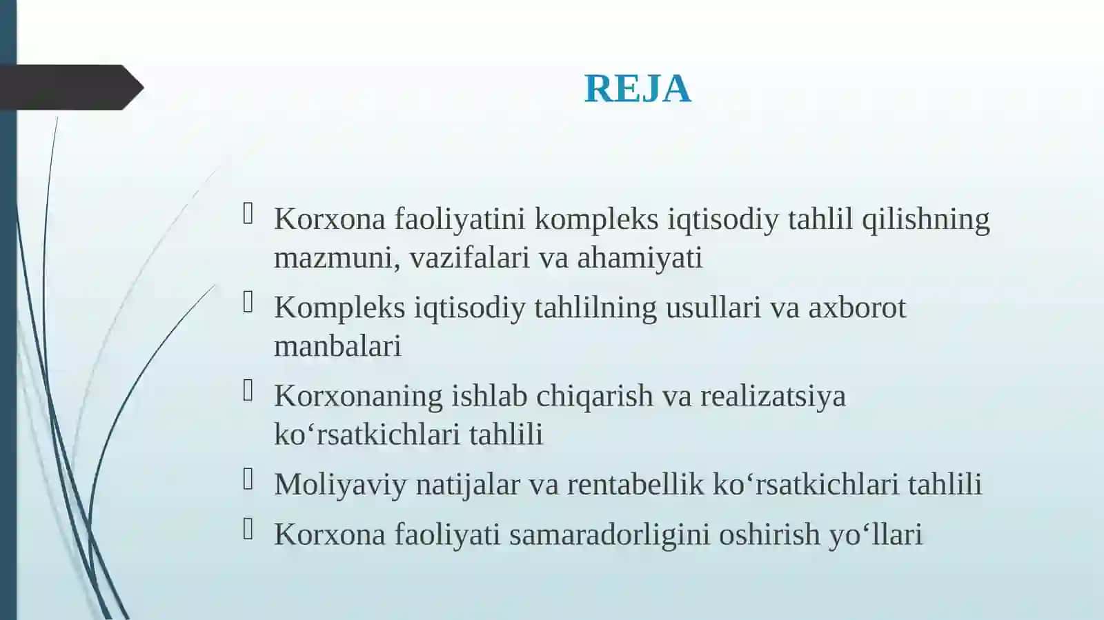 Korxona faoliyatini kompleks iqtisodiy tahlil qilish 2