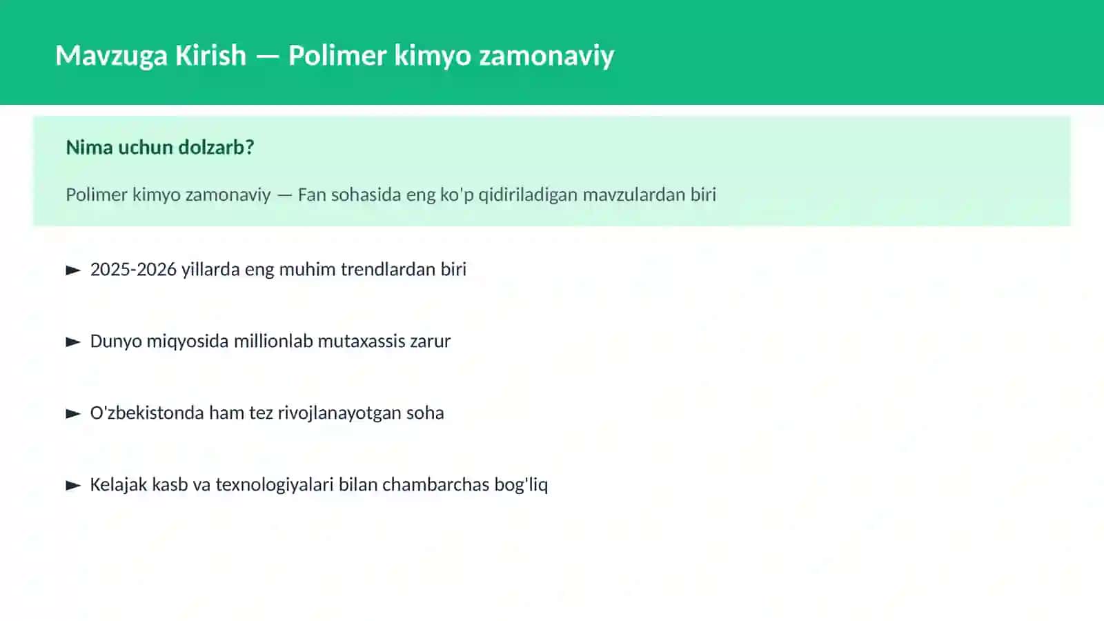Polimеr kimyo zamonaviy 2