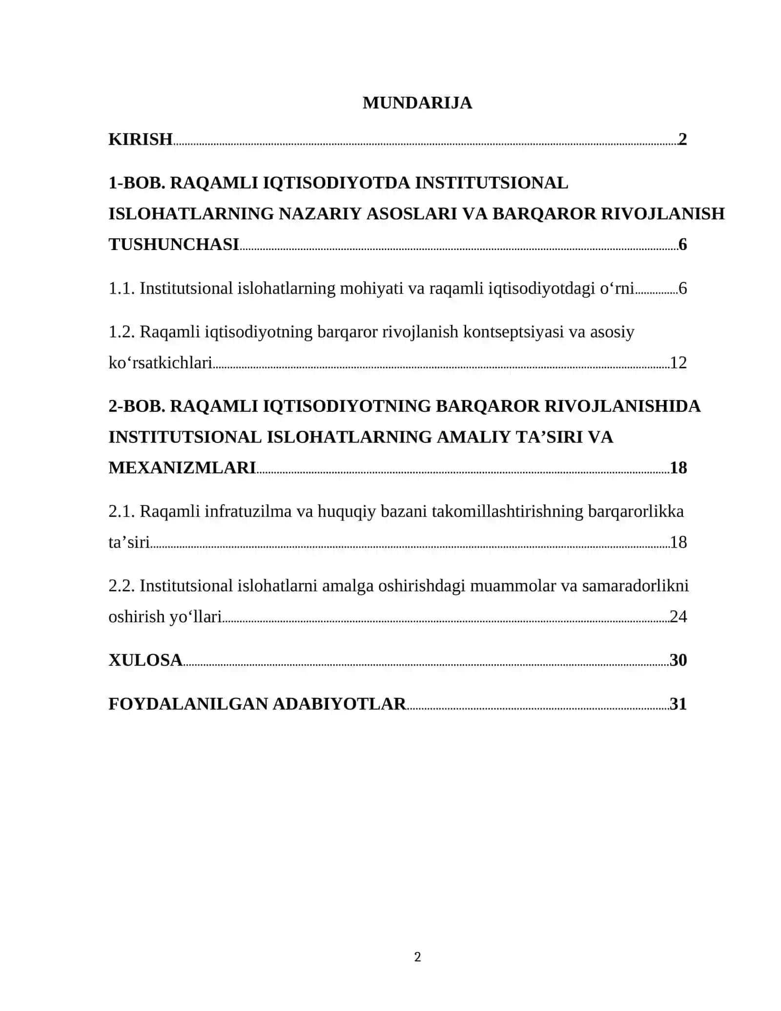 "INSTITUTSIONAL ISLOHATLAR RAQAMLI IQTISODIYOTNING BARQAROR RIVOJLANISHIGA TAʼSIRI" 2