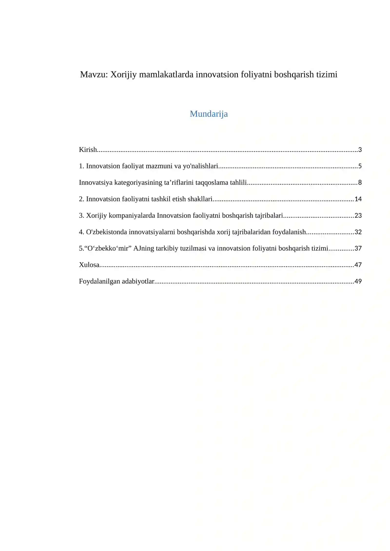Xorijiy mamlakatlarda innovatsion foliyatni boshqarish tizimi 2