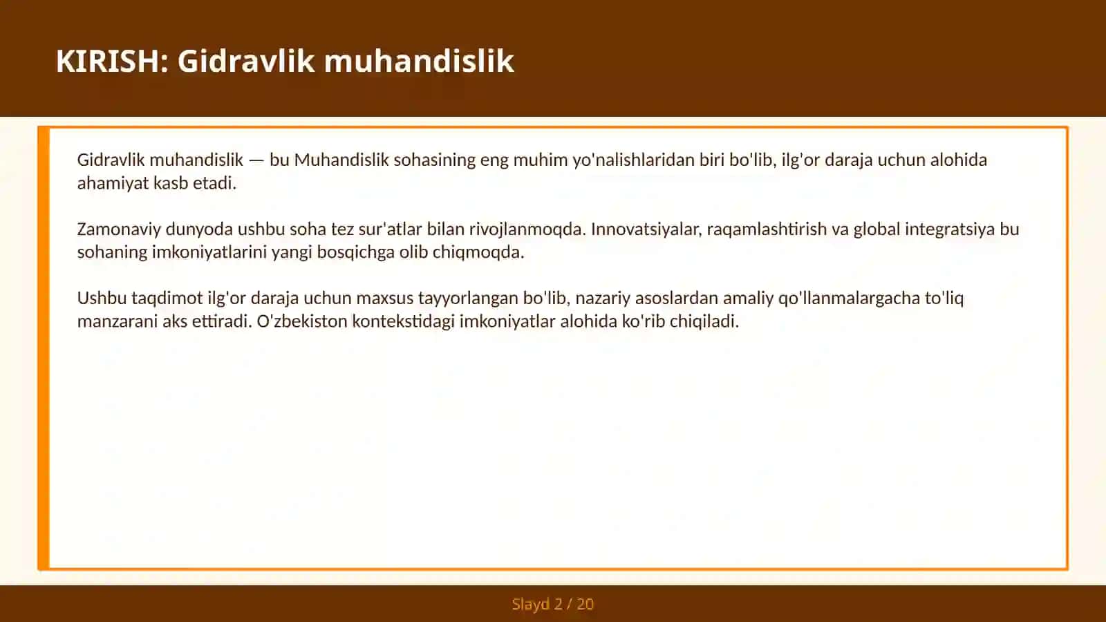 Gidravlik muhandislik 2