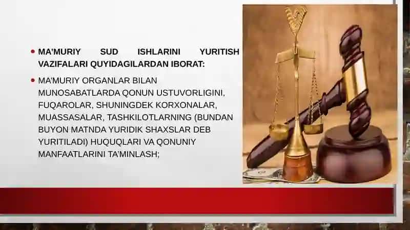 O‘ZBEKISTON RESPUBLIKASINING MA’MURIY SUD ISHLARINI YURITISHGA KIRISH 2