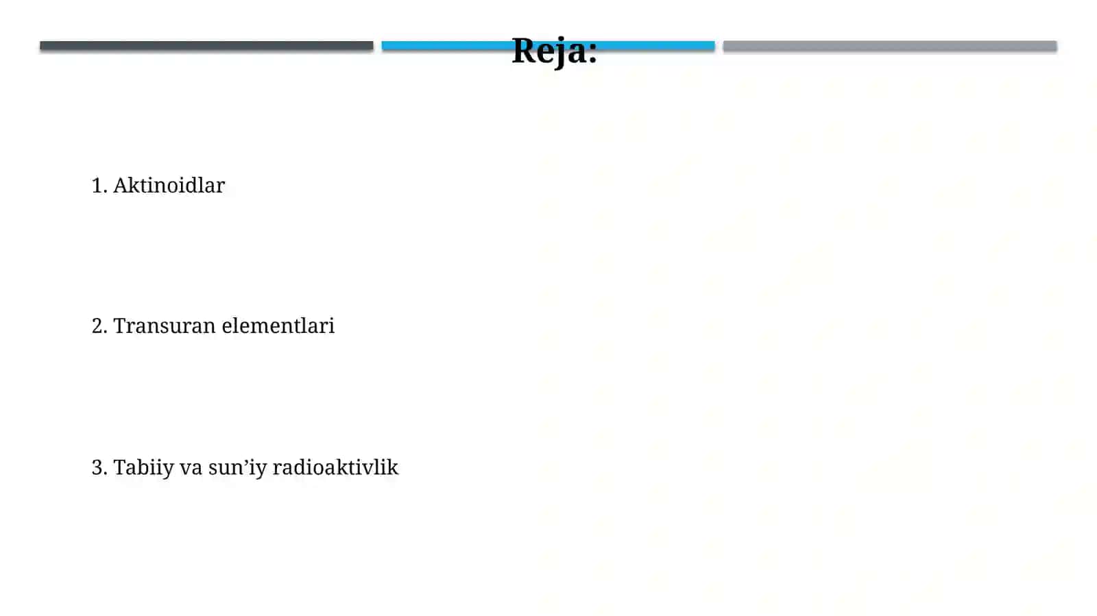 Aktinoidlar.Radiokimyo.Transuran elementlar.Tabiiy vasuniyradiofaollik 2