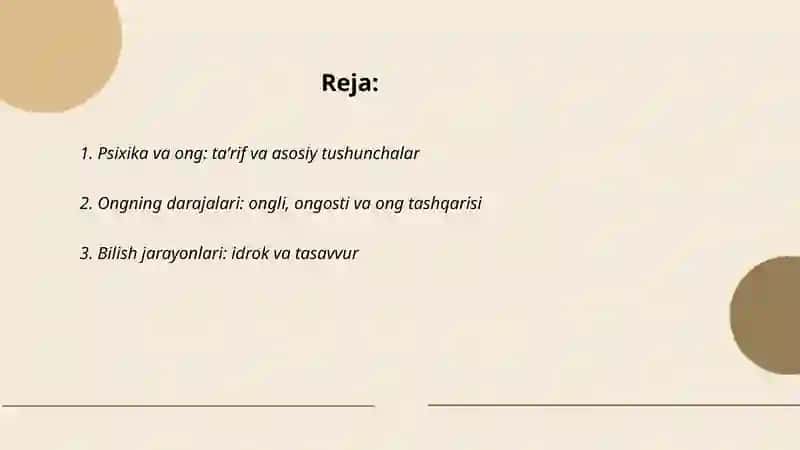 Psixika va ong: taʼrif va asosiy tushunchalar 2