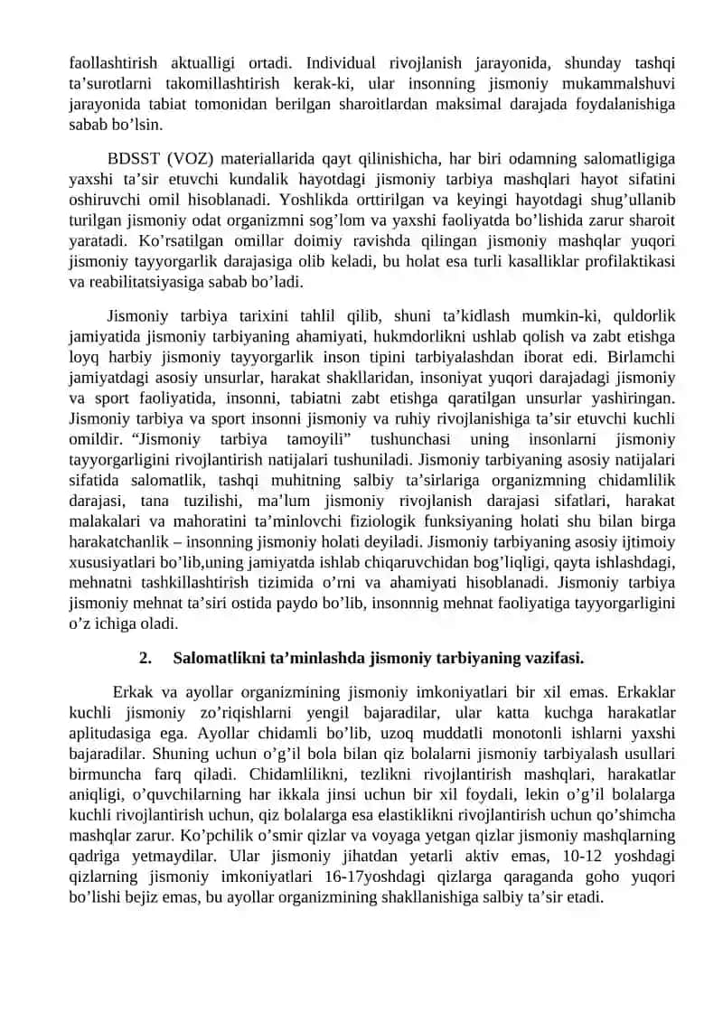 JISMONIY TARBIYA VA SPORT BILAN SHUG'ULLANUVCHILARNI TIBBIY TEKSHRISH TURLARI 2