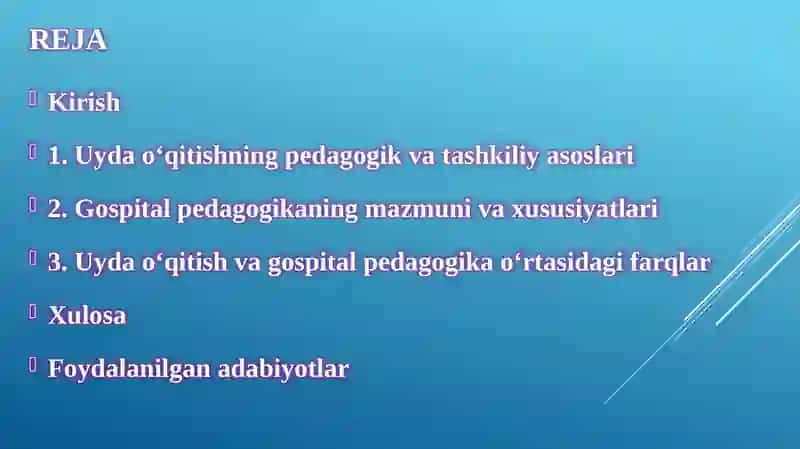 Uydao‘qitish va gospital pedagogika 2