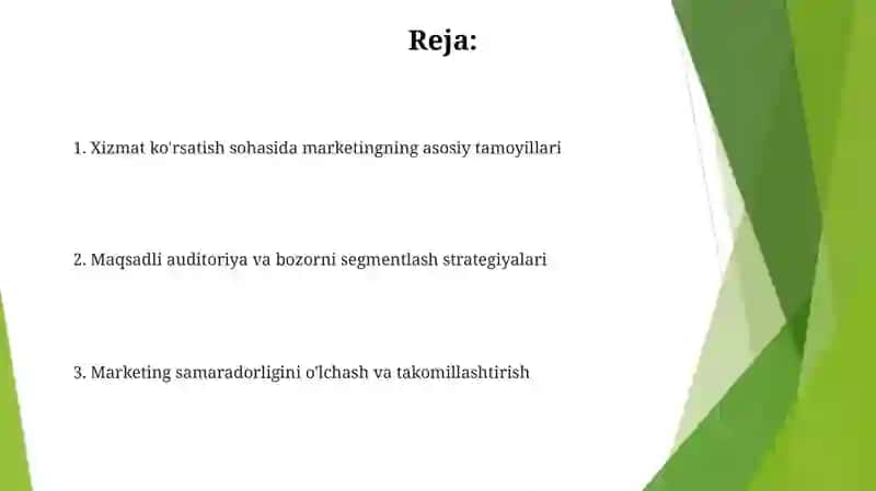 Xizmat ko'rsatish sohasida marketing 2
