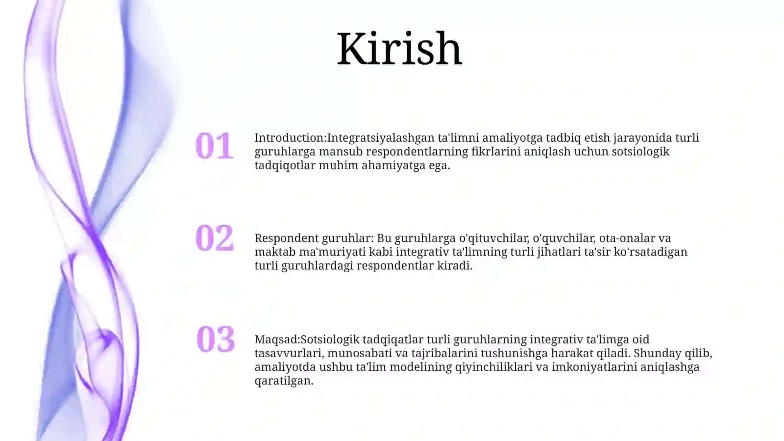 Integratsiyalashgan Ta'Limni Amalyotga Tadbiq Etish Bo'Yicha Turli Guruhlarga Mansub Respondentlarning Fikrlarini Aniqlashga Qaratilgan Sotsiologik Tadqiqotlar 2