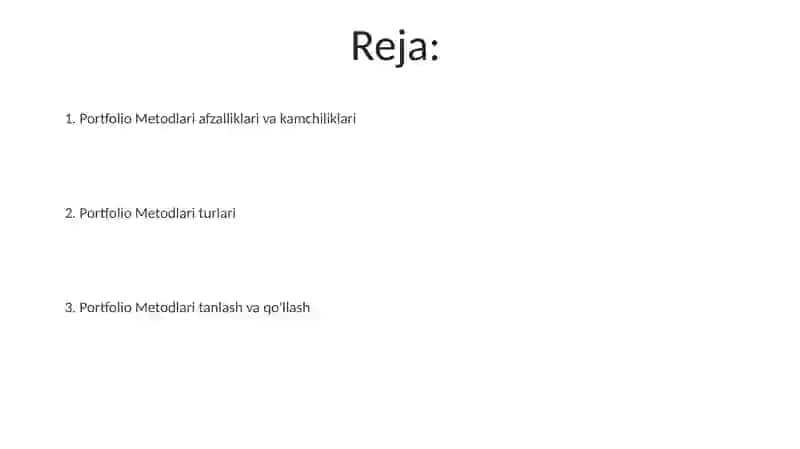 Portfolio Metodlari 2