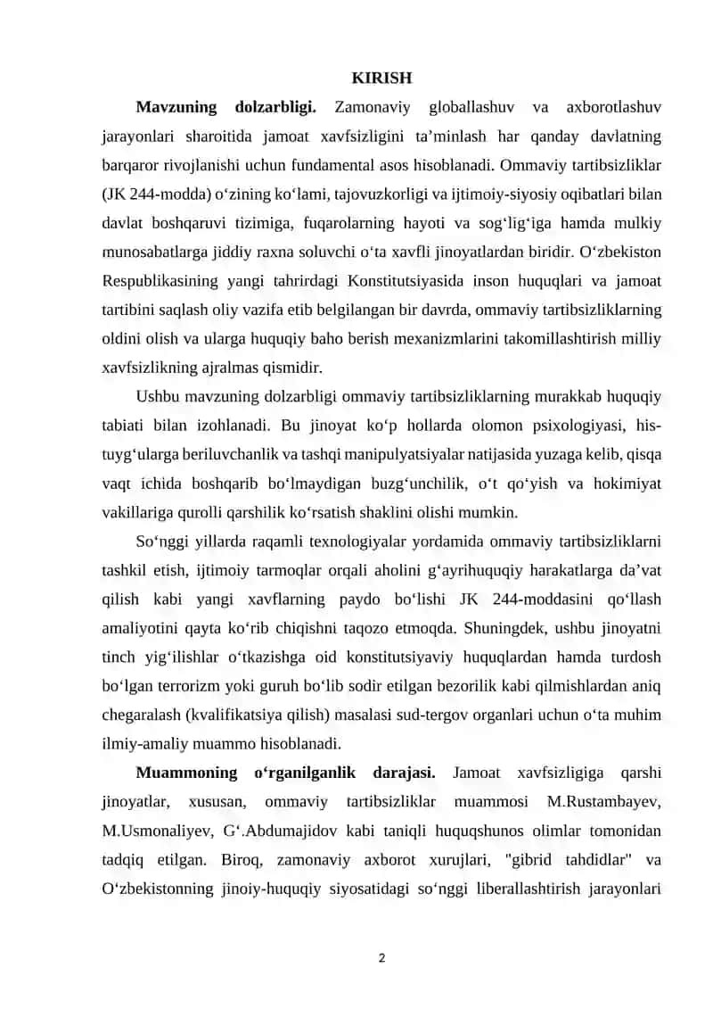 OMMAVIY TARTIBSIZLIKLARNING JINOIY-HUQUQIY XUSUSIYATLARI 2