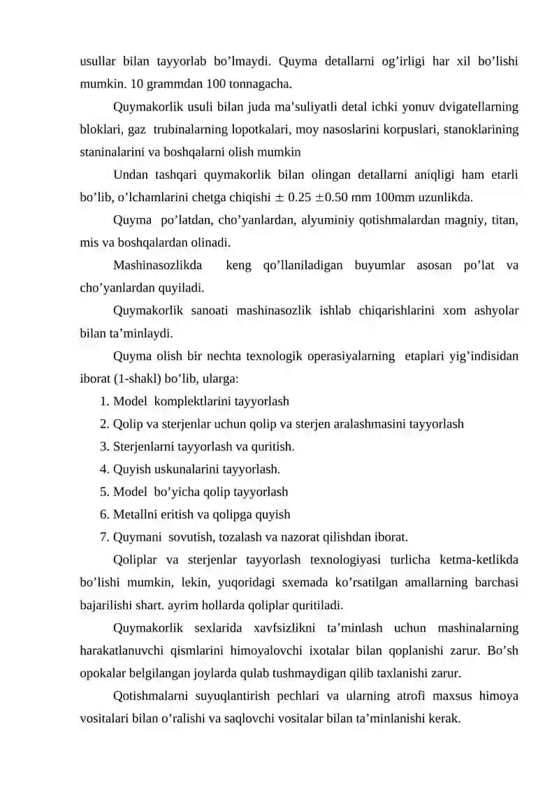 Bir marta ishlatiladigan qolipga qo‘lda o‘zak tayyorlash texnologiyasini o‘rganish 2