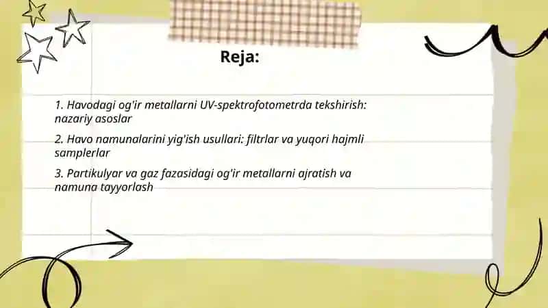 Havodagi og'ir metallarni UV-spektrofotometrda tekshirish: nazariy asoslar 2