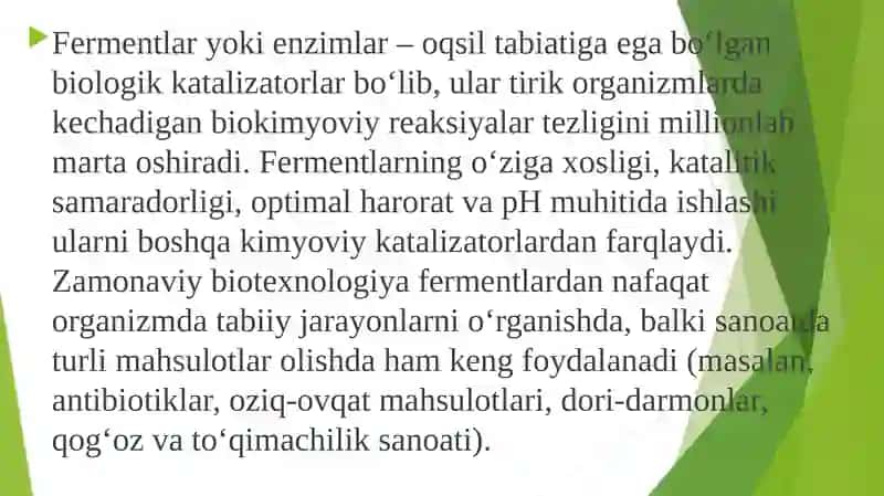 Fermentlarning faolligini aniqlash va fermentlarni olish usullari 2