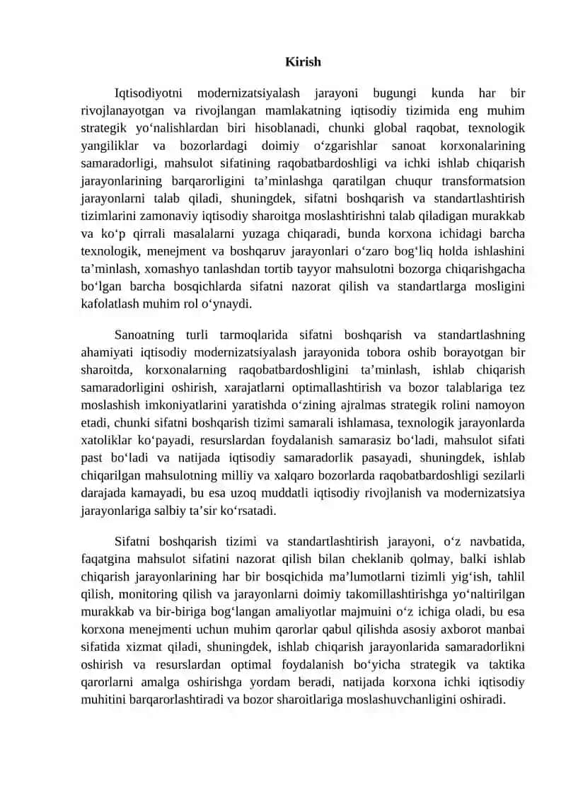 Iqtisodiyotni modernizatsiyalash sharoitida sanoatda sifatni boshqarish va standardlash 2