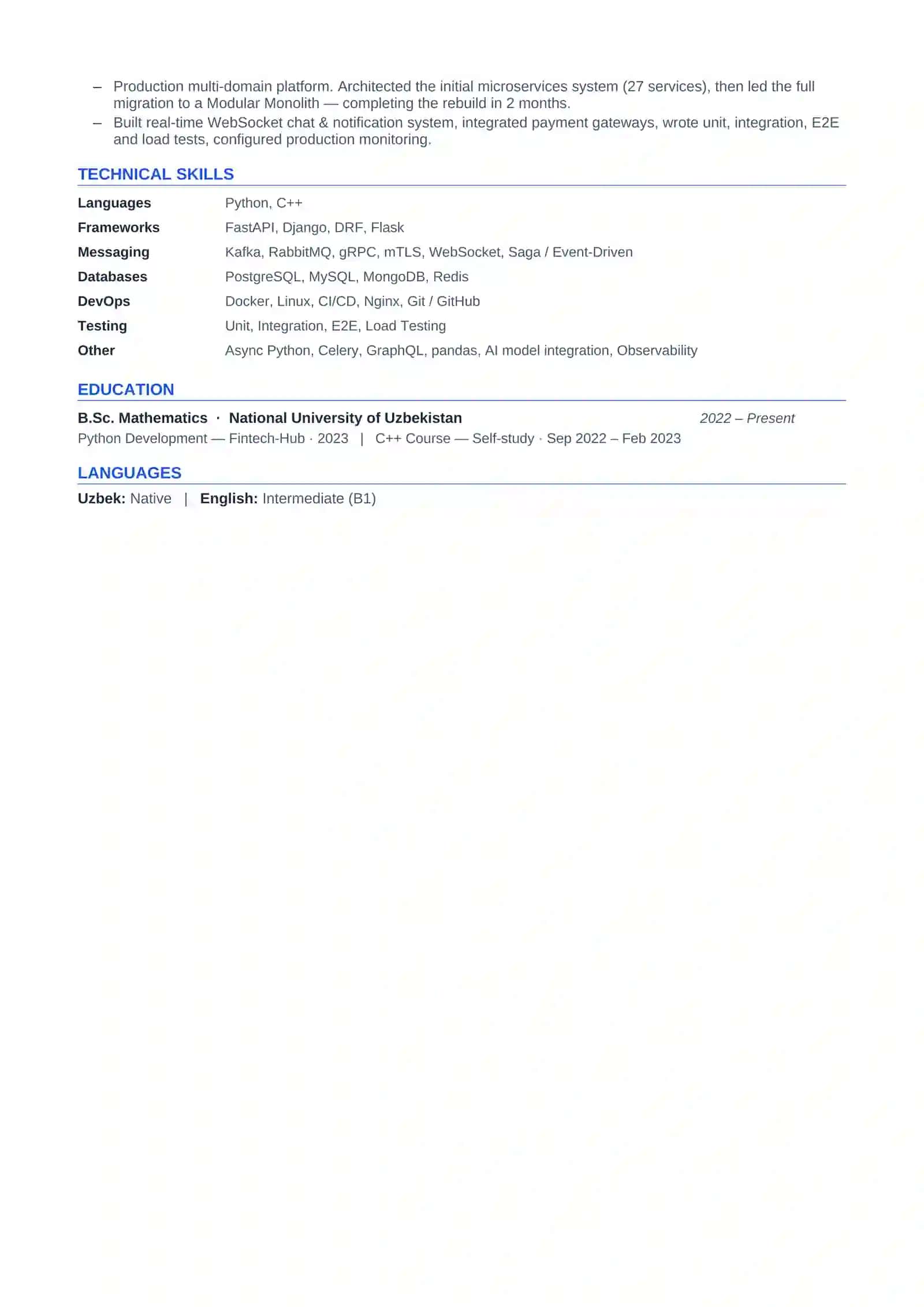 Python Backend Developer 2