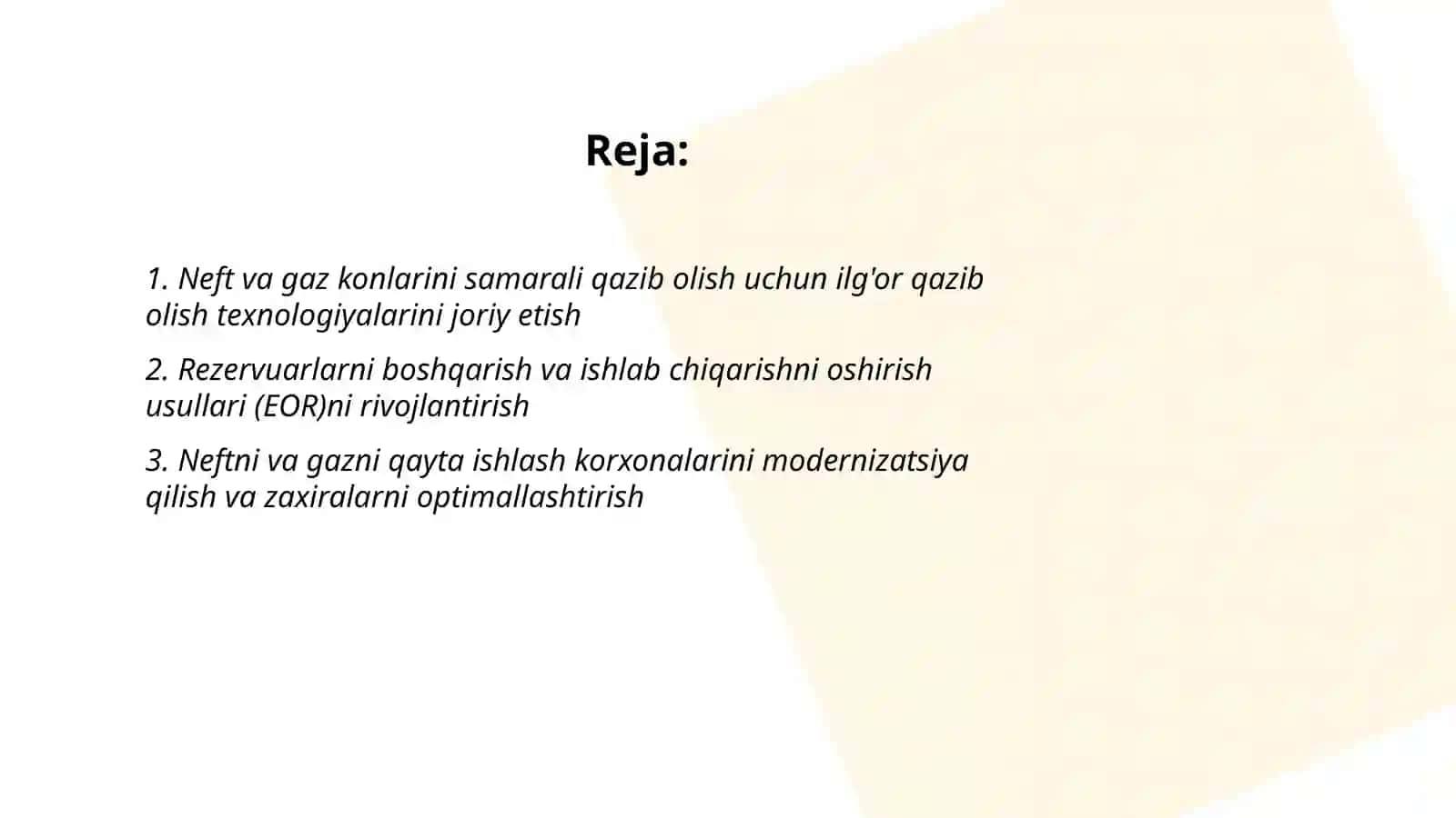 O'zbekiston neft va gaz sanoati korxonalarida ishlab chiqarishni rivojlantirish yo'nalishlari 2