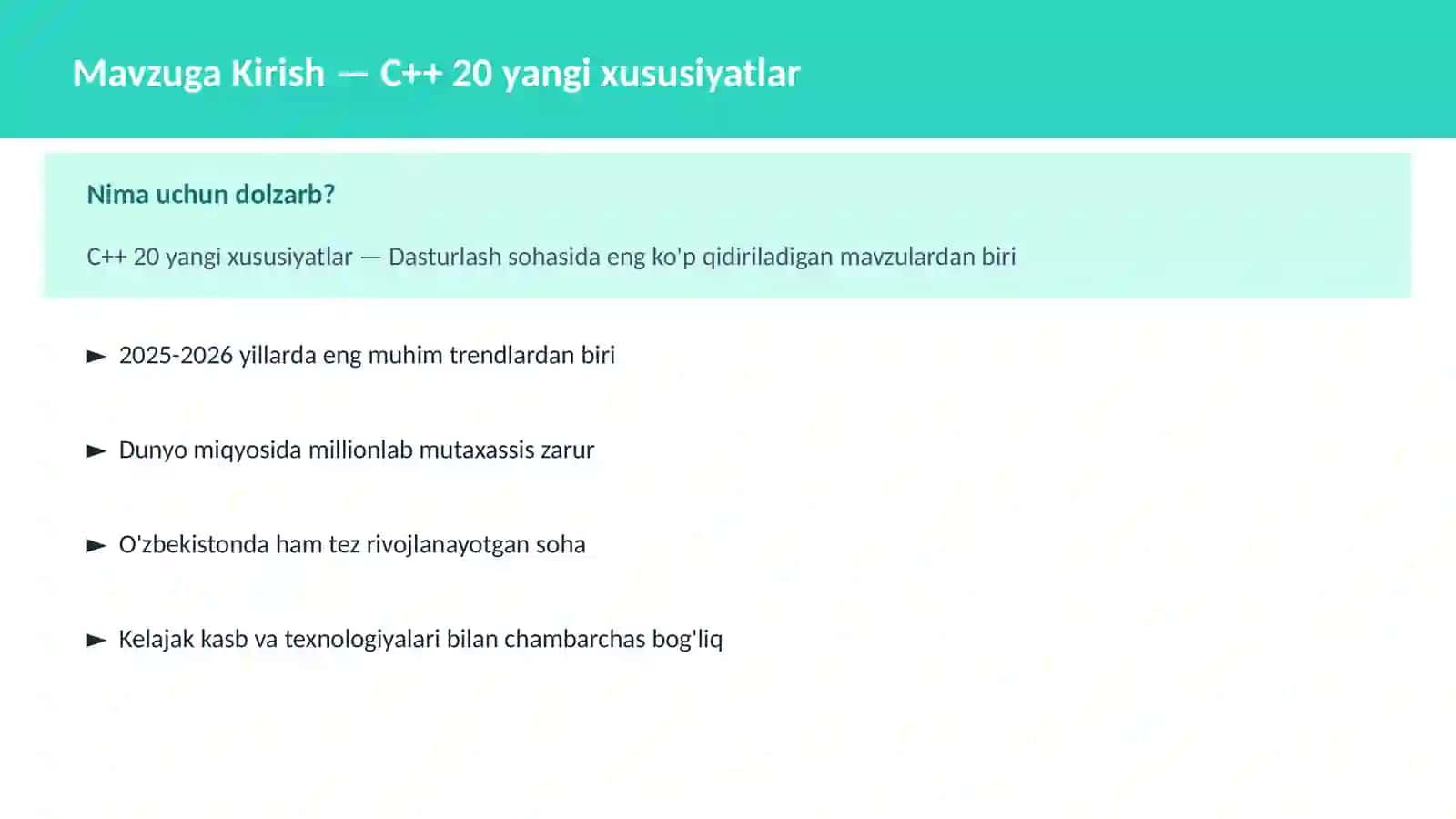 C++ 20 yangi xususiyatlar 2