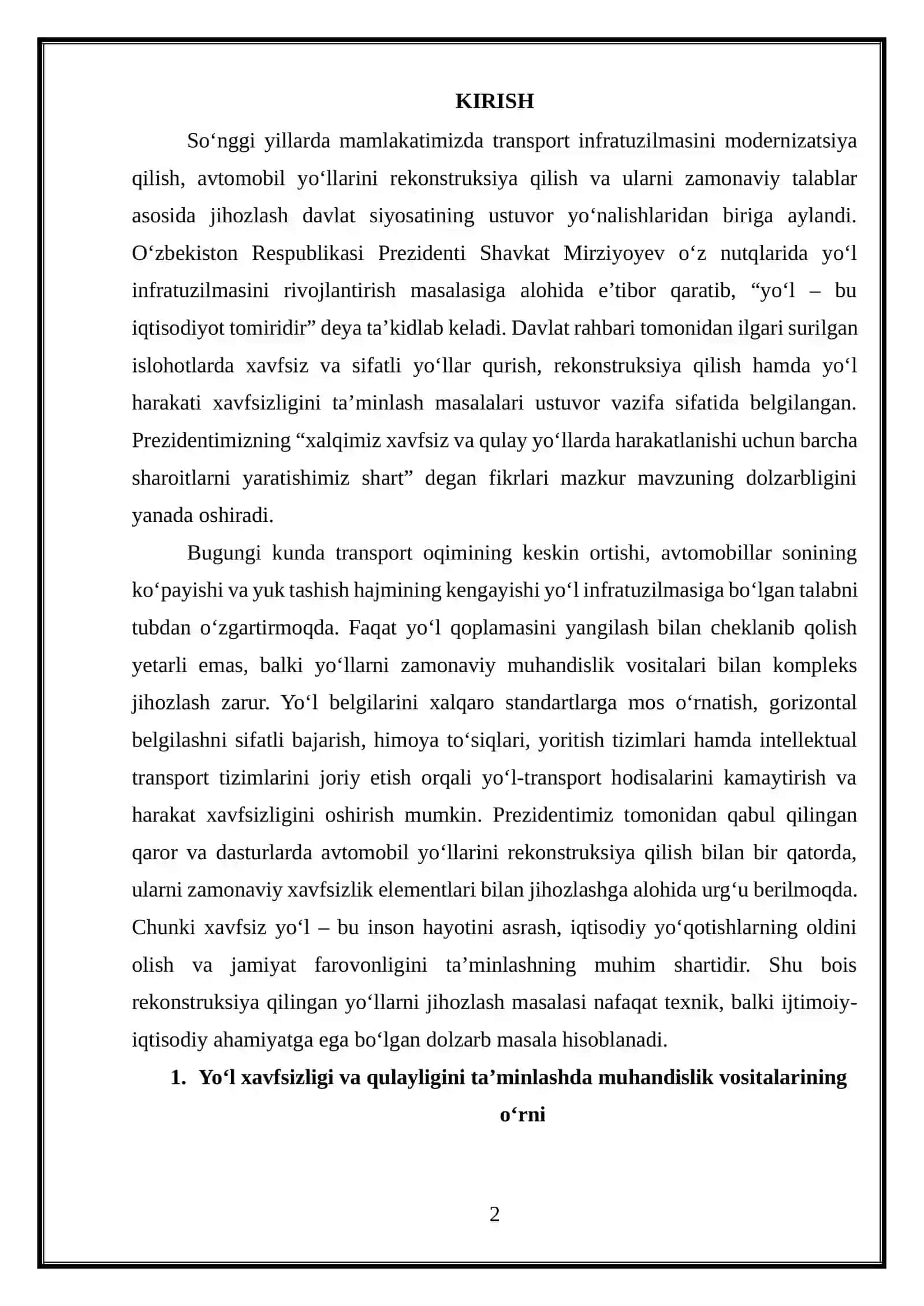 Rekonstruksiya qilingan yo'llarni jihozlash 2