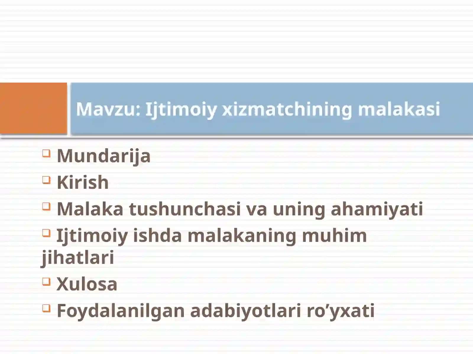 Ijtimoiy xizmatning malakasi 2