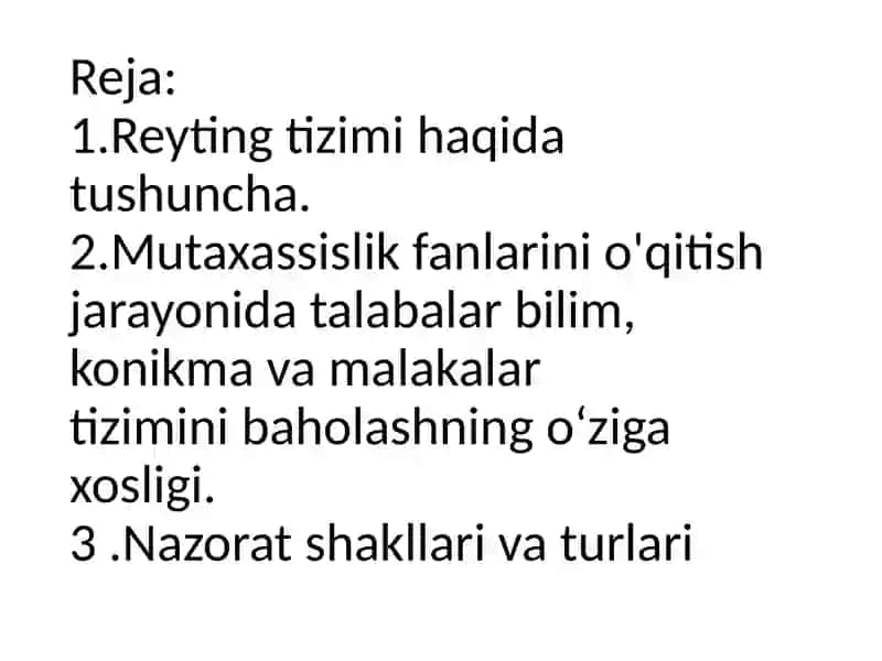 MUTAXASSISLIK FANLARNI O’QITISH JARAYONIDA TALABALARNING BILIM, KO’NIKMA VA MALAKALARINI BAHOLASH 2