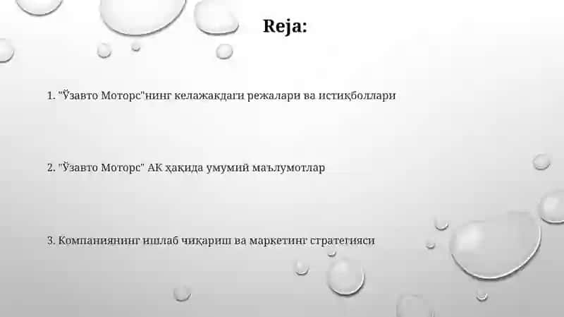 "Ўзавто Моторс"нинг келажакдаги режалари ва истиқболлари 2