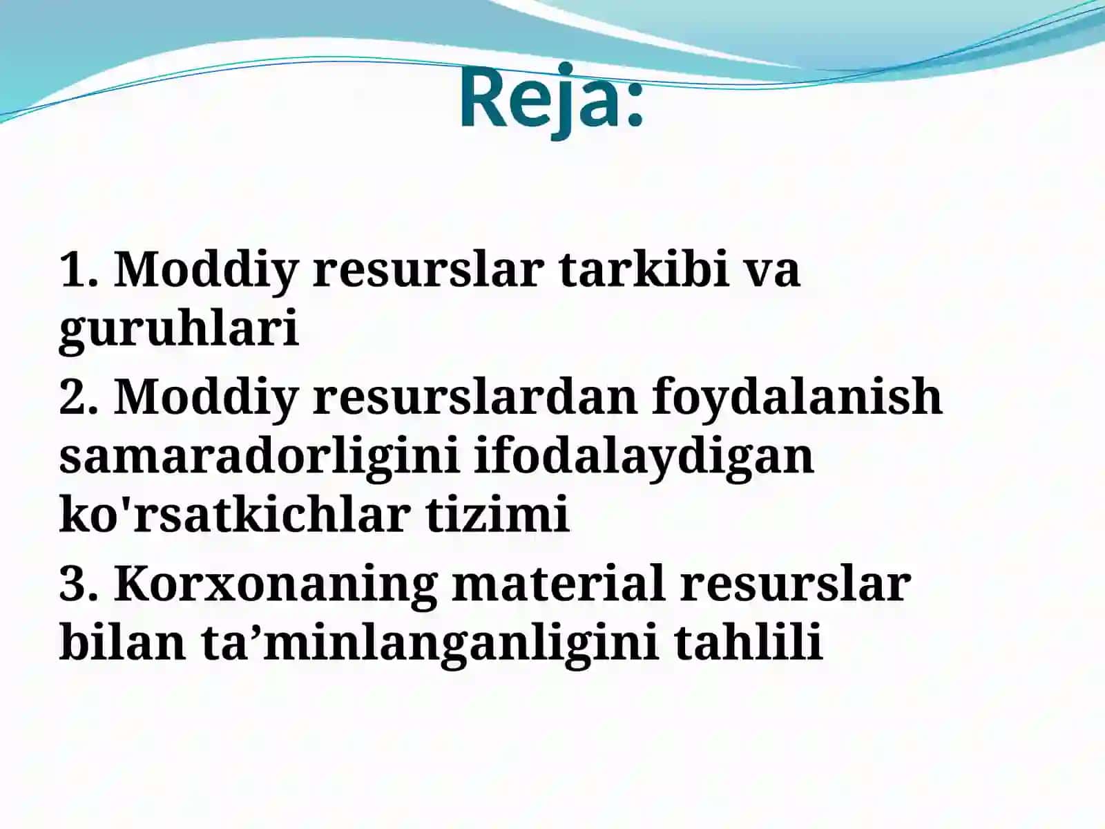 Moddiy resurslar bilan ta’minlanganlik tahlili 2