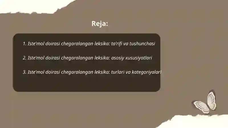 Iste'mol doirasi chegaralangan leksika 2