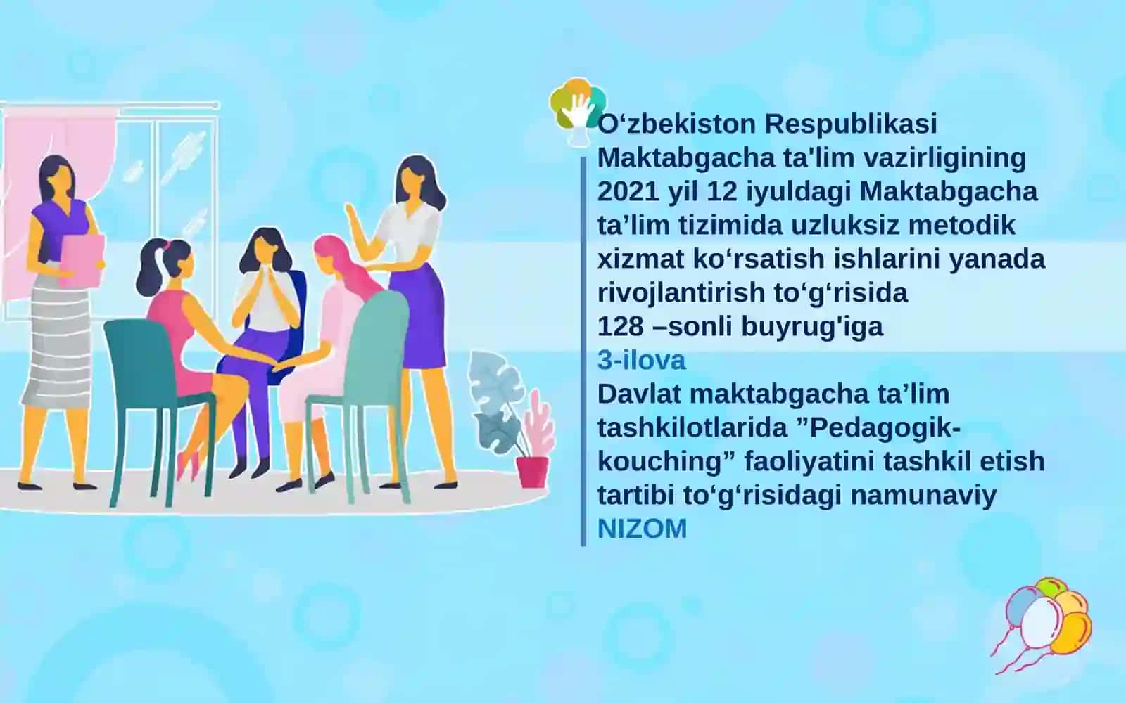 Davlat maktabgacha ta’lim tashkilotlarida “Pedagogik-kouching” faoliyatini tashkil etish tartibi to‘g‘risidagi namunaviy NIZOM 2