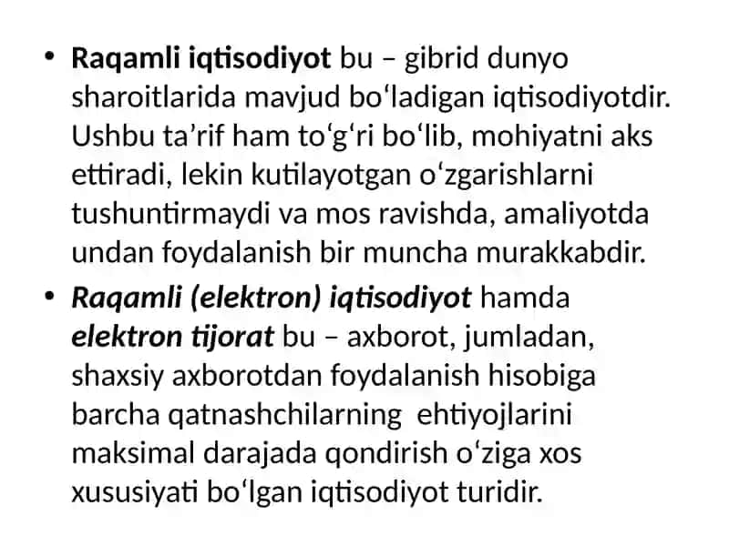 Raqamli iqtisodiyotning asosiy rivojlanish yo’nalishlari 2