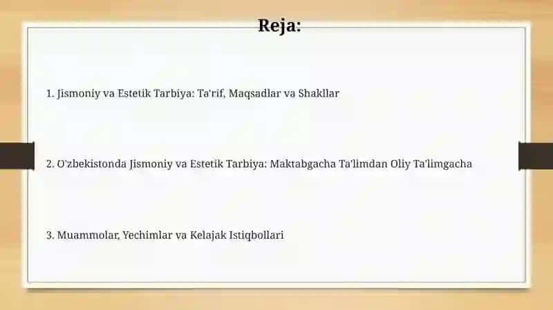 Jismoniy va Estetik Tarbiya 2