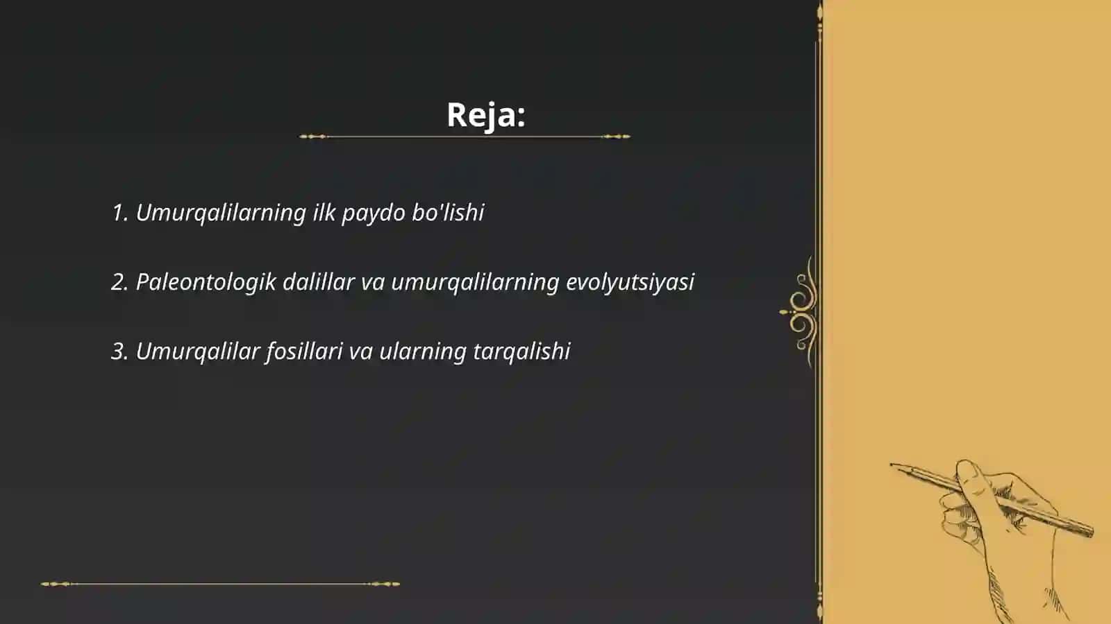 Umurqalilarning kelib chiqishi evolyusion taraqqiyotiga doir paleontologik tasavvurlar 2