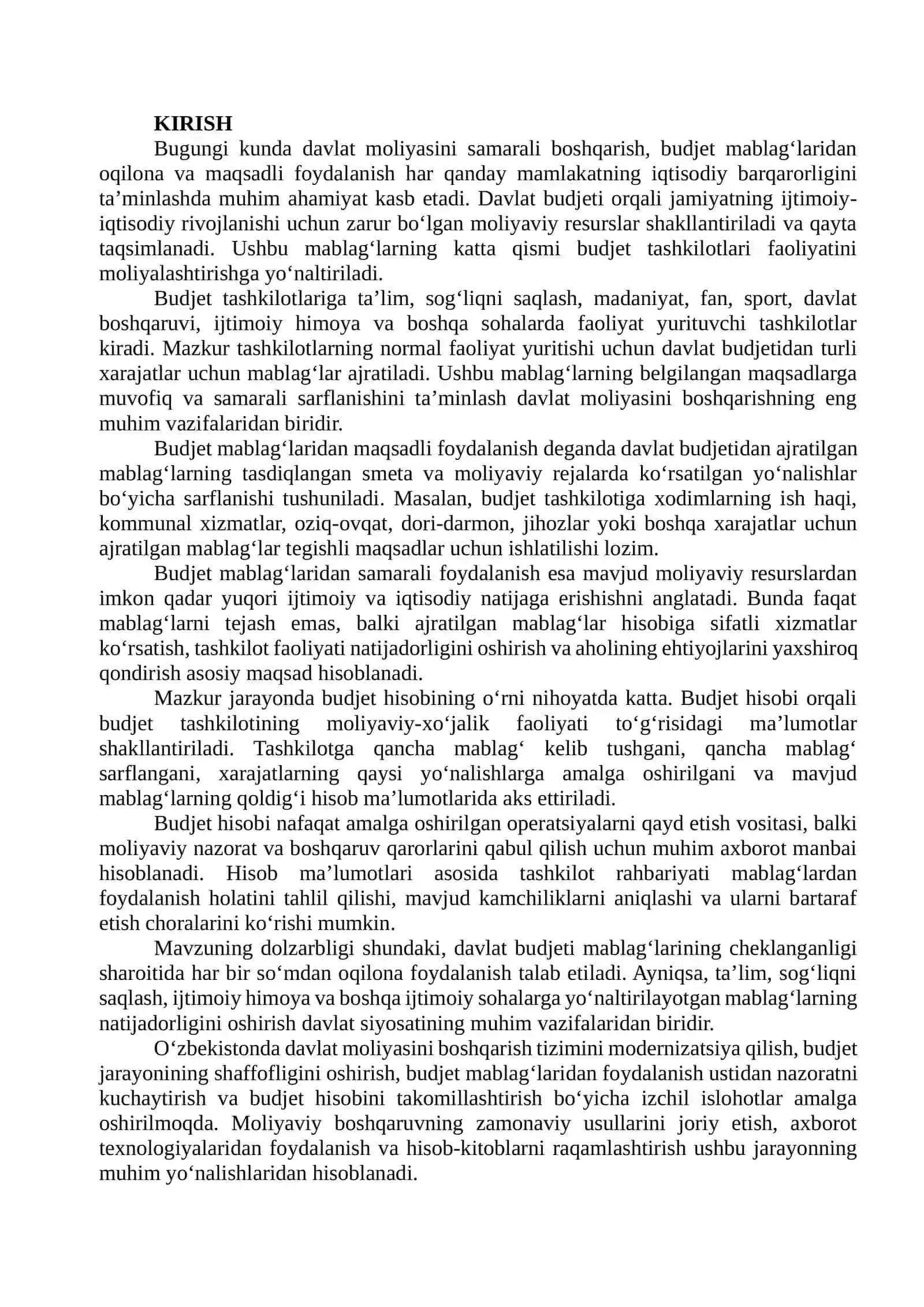 BUDJET TASHKILOTLARIDA BUDJET MABLAG‘LARIDAN MAQSADLI VA SAMARALI FOYDALANISHNI TA’MINLASHDA BUDJET HISOBINING ROLI 2