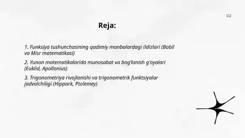 Funksiya tushunchasini paydo boʻlishi va rivojlanish tarixi 2