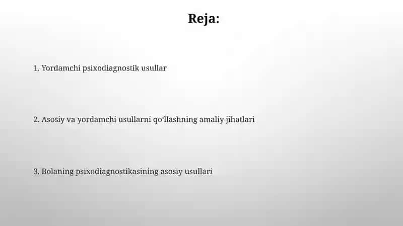 Bolalar psixodiagnostikasining asosiy va yordamchi metodlari 2