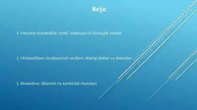 Umumiy chidamlilikni rivojlantirish uslublari 2