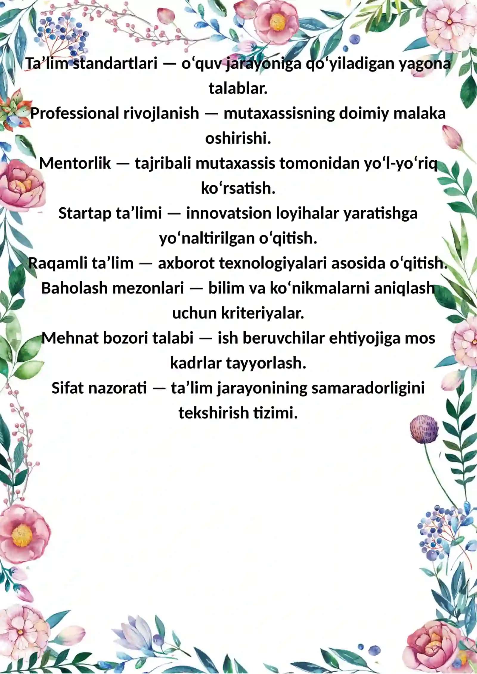 Rvojlangan mamlakatlarda mutaxasislar tayorlash 2