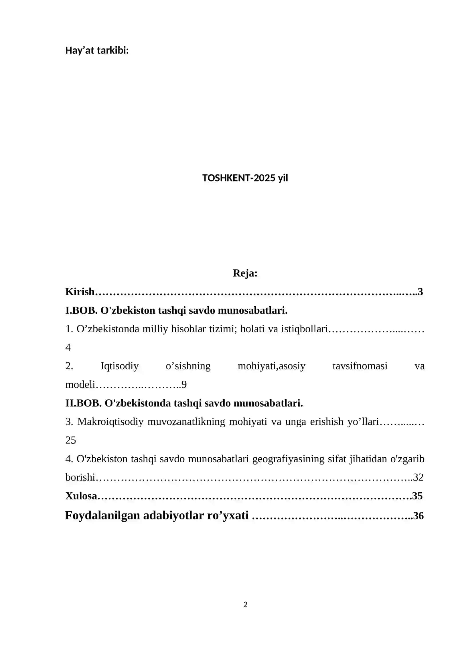 O’zbekistonda tashqi savdo munosabatlari geografiyasining sifat jihatidan o’zgarib borishi 2