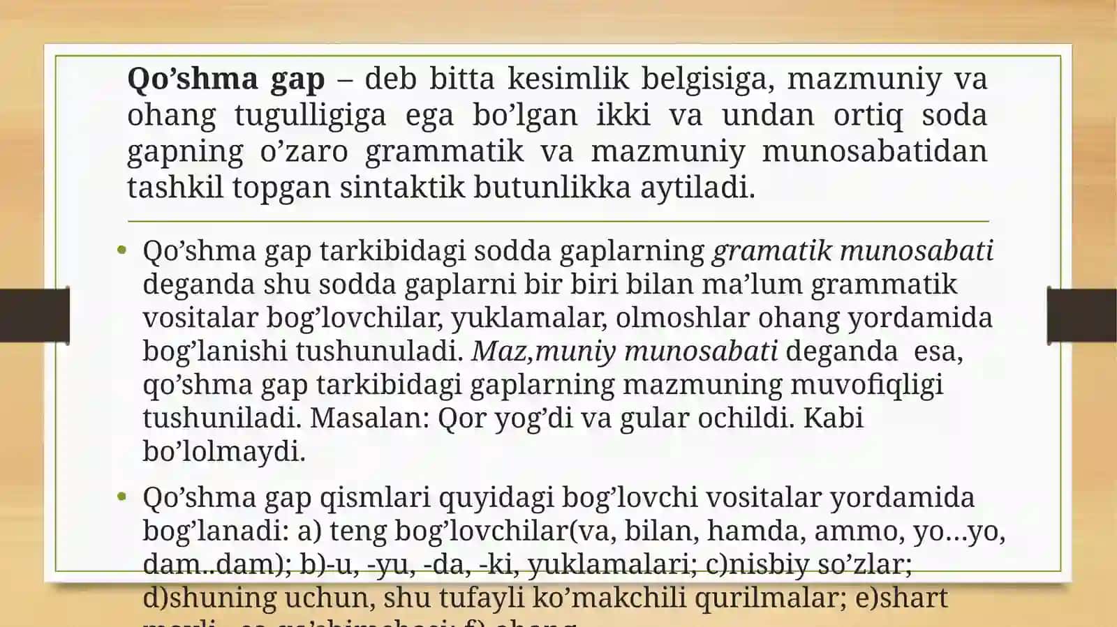 Qo’shmagapning tarifi va tasnifi 2