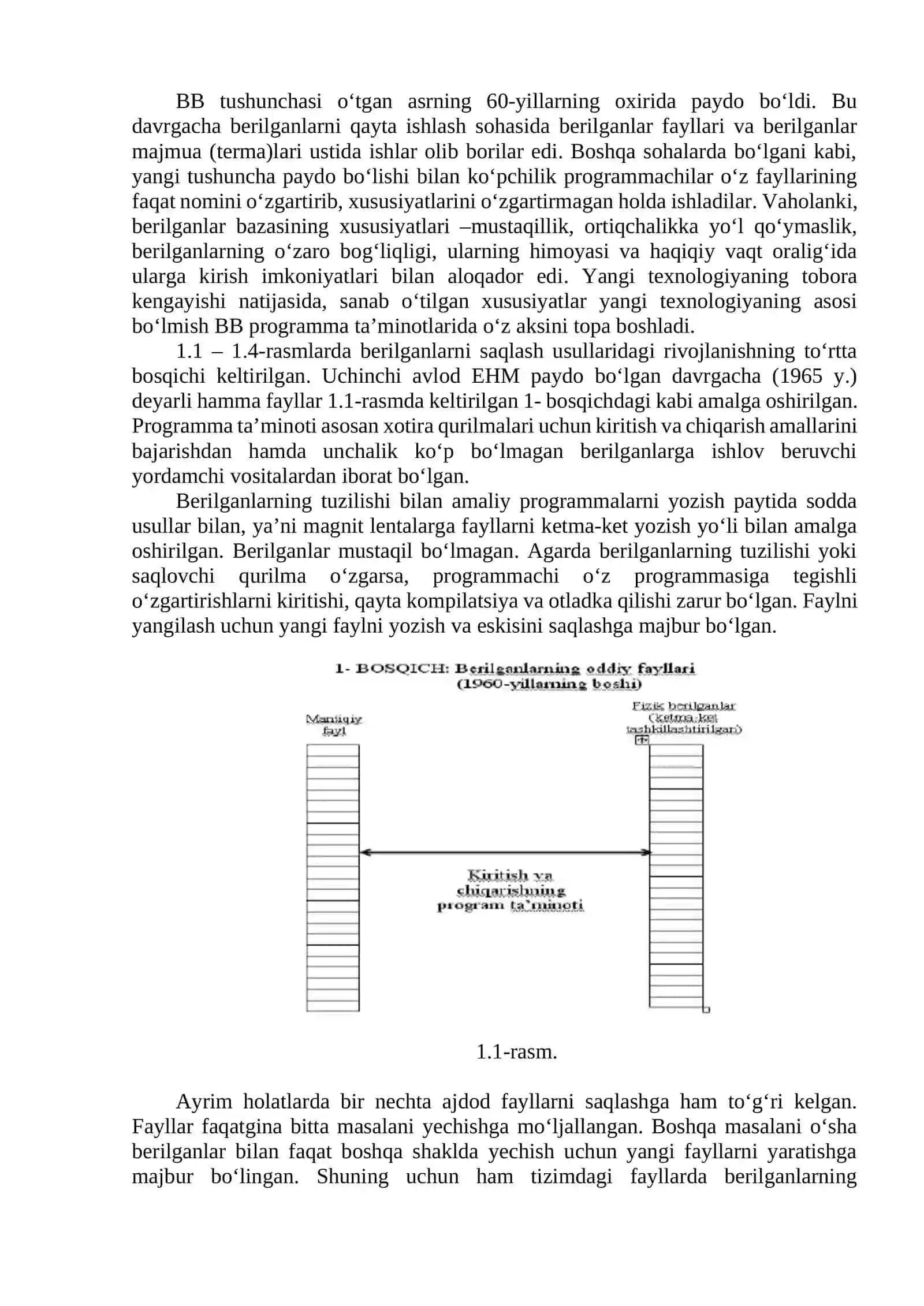 BERILGANLAR BAZASI KONSEPSIYALARINING EVOLYUTSIYASI. BERILGANLAR TUZILISHINING UCH TURI 2