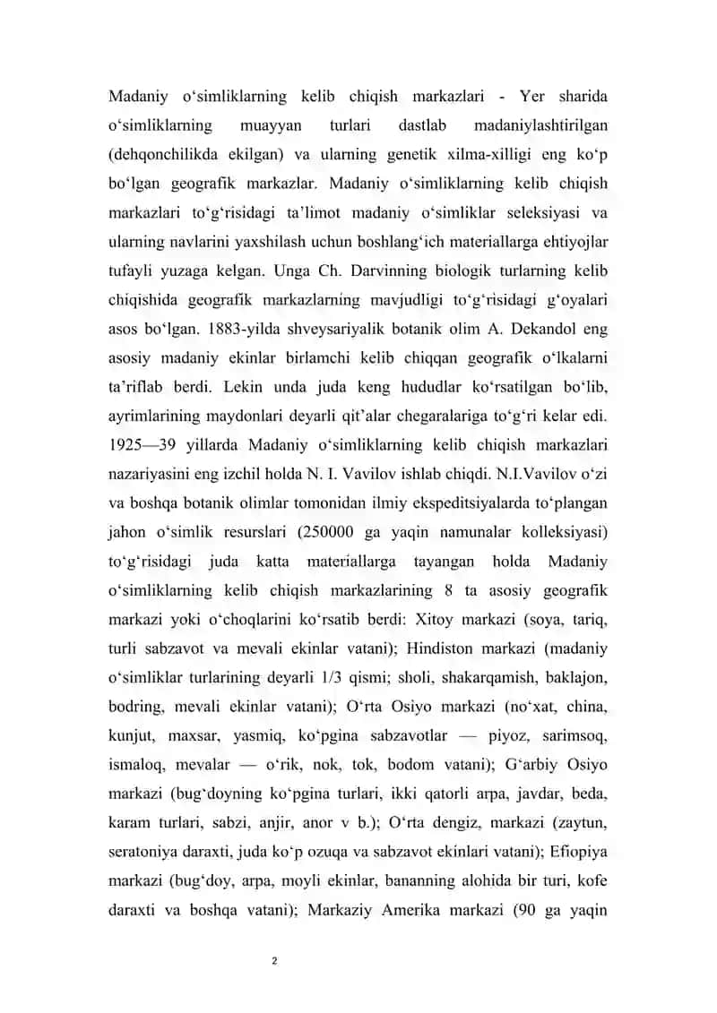 Gulli oʻsimliklarning xilma-xilligi. Manzarali oʻsimliklarning kelib chiqish markazlari. 2