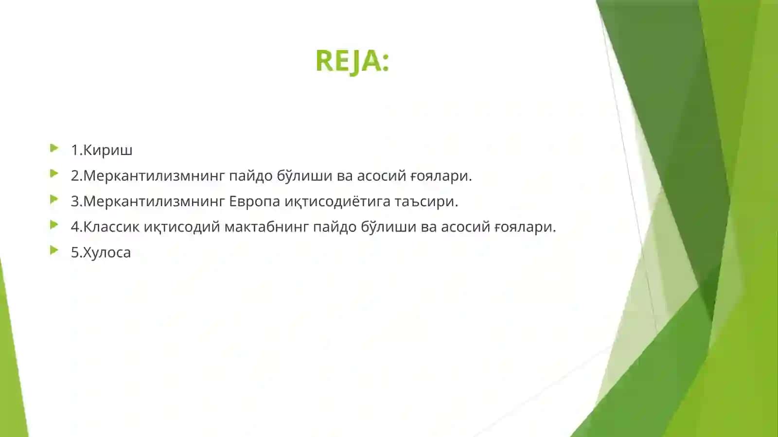 IQTISOD YO'NALISHIDAGILAR UCHUN PPT 2