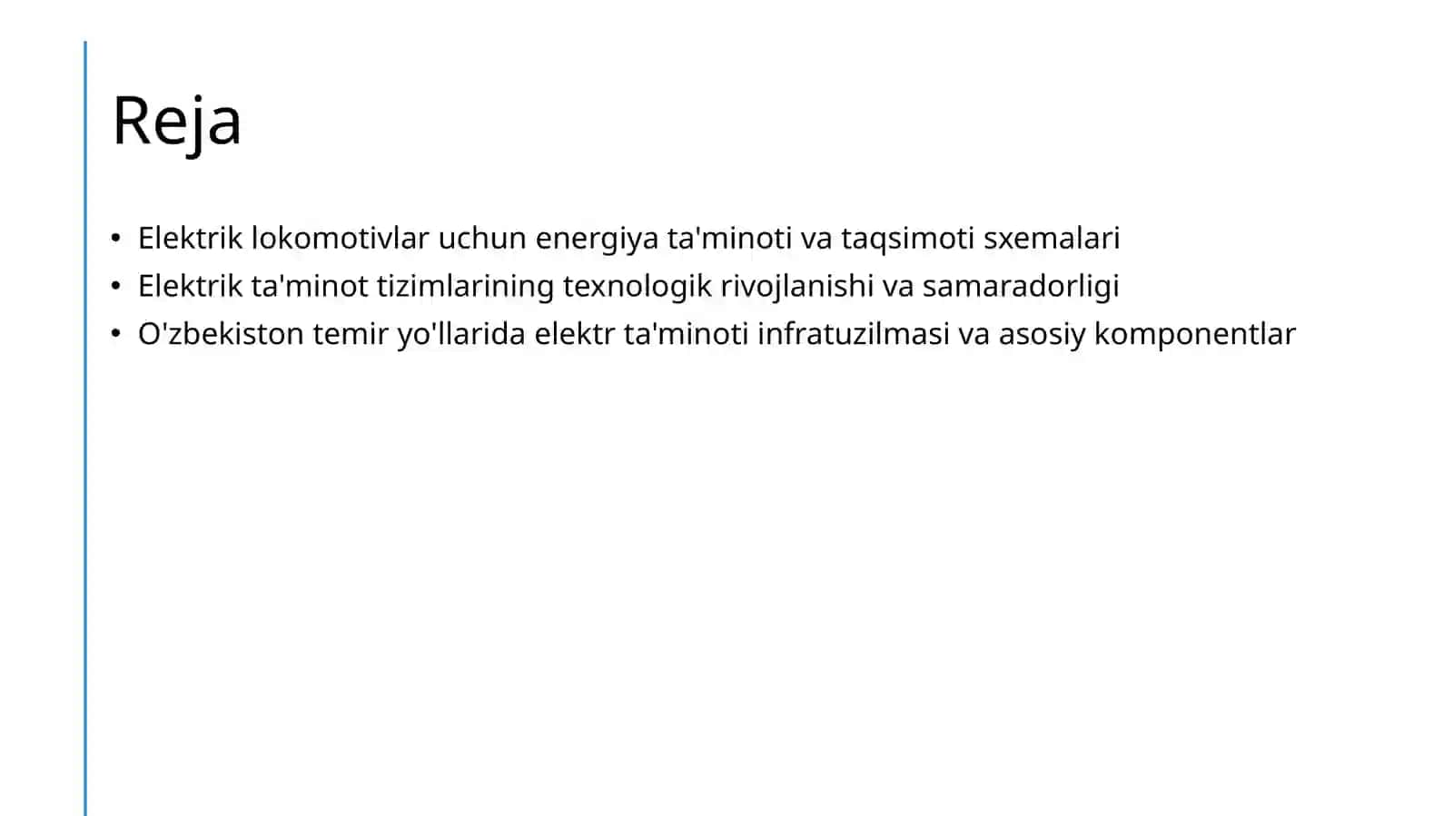 Elektr lokomotivlari uchun energiya ta'minoti va taqsimoti sxemalari 2