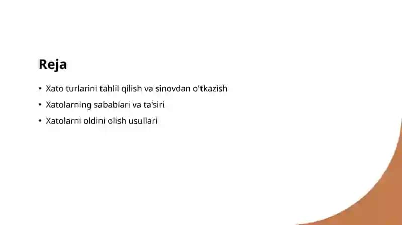 Xatoning belgilari va tavsifi 2