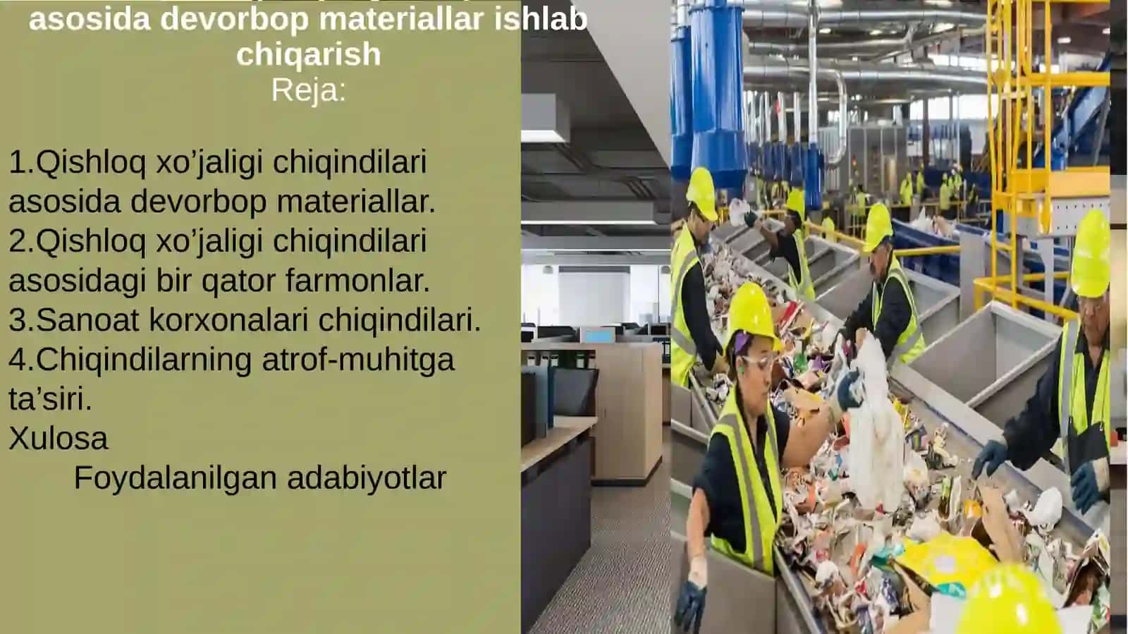 qishloq xo’jaligi chiqindilari asosida devorbop materiallar ishlab chiqarish 2