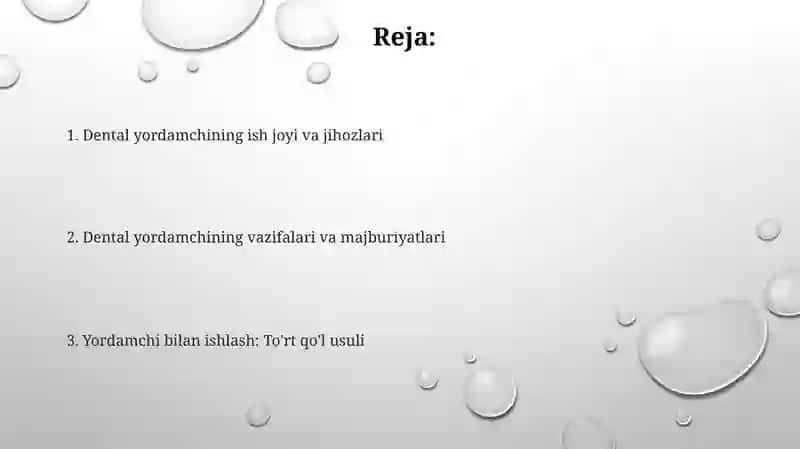 Tish yordamchisining ish joyi va jihozlari 2